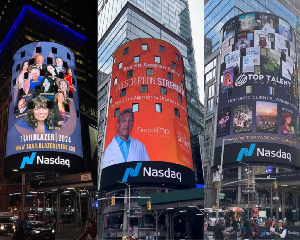 Clients on the Nasdaq Billboard Above Times Square, NYC