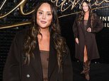 Charlotte Crosby stuns in a brown polka dot mini dress as she attends star-studded Michael screening