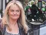 Danniella Westbrook, 52, shows off the incredible results of her extensive reconstructive surgery as she hops on a hire bike to beat the Tube strikes