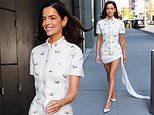 Maura Higgins stuns in a floral white mini dress as she beams in New York after joining Dancing With The Stars