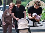Freddy Brazier, 21, and girlfriend Holly Swinburn, 22, put on a united front as they step out with daughter Isla Jade for the first time after he ‘escaped to Gran Canaria’ following row over his ‘bad influence’ grandmother Jackiey