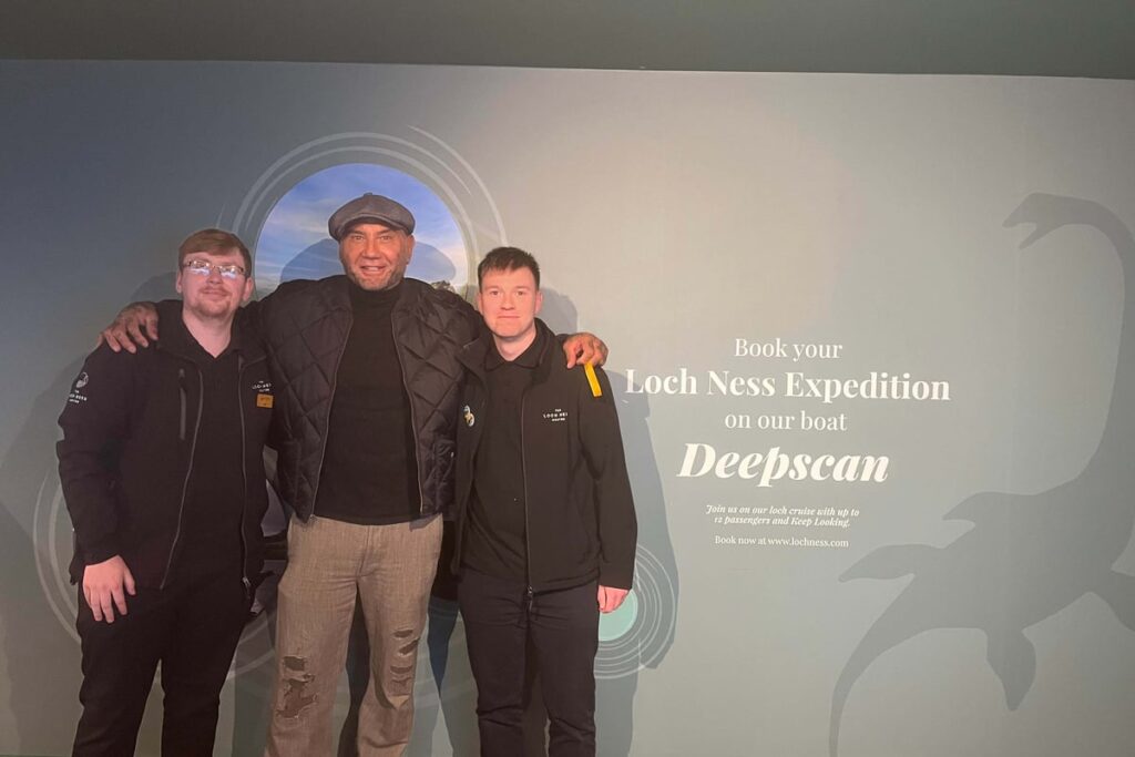 Dave Bautista experiences ‘mystery’ of Loch Ness as he stops in at visitor site