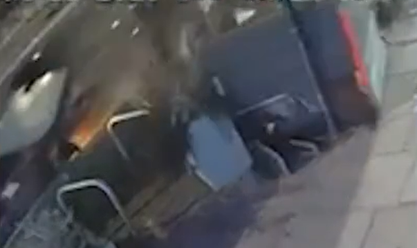 Shocking moment car smashes into planter on busy west London road