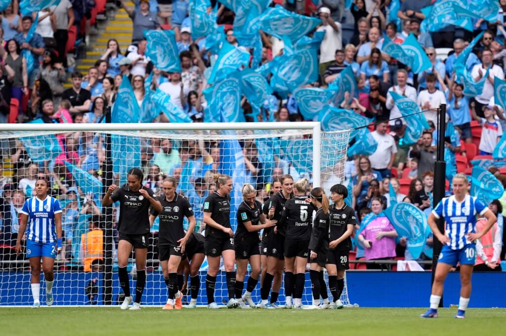 Brighton 0-4 Man City: Khadija Shaw on target as domestic double secured in Women’s FA Cup triumph