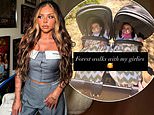 Jesy Nelson enjoys a walk in the sunshine with her twins amid their SMA battle