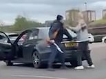 Shocking moment thug attacks pensioner, 77, with a MACHETE after he is stabbed in car