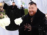 Sam Smith turns heads in a glamorous bejewelled gown and dramatic feathered head piece at 2026 Met Gala