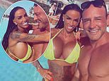 Katie Price shows off her eye-popping assets in a tiny bikini as husband Lee Andrews teaches her Arabic during stilted conversation and he insists he’s not going bald – his hair’s just wet!
