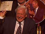 Beaming David Attenborough receives a standing ovation as he takes a seat beside Prince William at 100th birthday celebration with star-studded guests