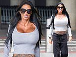 Katie Price lands back in the UK despite claiming she was stranded in Dubai… as star conceals ‘botched procedures’ she underwent with husband Lee Andrews