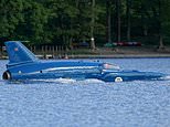Iconic hydroplane Bluebird K7 returns to Coniston Water for the first time in almost 60 years after infamous crash that killed its thrill-seeking pilot