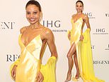 Meghan Markle’s ‘rival’ Emma Thynn turns heads in a daring yellow gown with a thigh-high slit as she makes a glamorous appearance at day one of the Cannes Film Festival