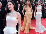 Demi Moore wows in a strapless white sequin gown as she joins glamorous Heidi Klum at the star-studded 79th Cannes Film Festival opening ceremony