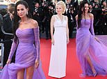 Demi Moore, 63, steals the show in purple dress with long train as she joins glamorous Gillian Anderson at the film screening of A Woman’s Life during Cannes Film Festival