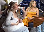 Sienna Miller, 44, shares candid footage breastfeeding her newborn backstage at Jimmy Fallon as she returns to work just three weeks after welcoming her second child with boyfriend Oli Green, 29