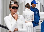 Newly married Venezuela Fury departs her hotel in a white bride tracksuit with her husband as she shares touching message for her father and ‘best friend’ Tyson