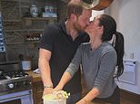 Meghan shares more wedding anniversary celebrations as Harry presents her with a penguin statue after they dressed up in onesies at their engagement party