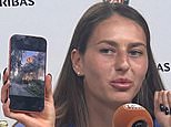 Remarkable moment Ukrainian tennis star shows off pictures of her parents’ home, hit by Russian missile moments before, as she fights back tears after winning her first match at French Open