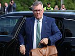 Former DUP leader Sir Jeffrey Donaldson arrives at court to face trial for historical sex offences as he denies 18 charges including rape of two alleged victims
