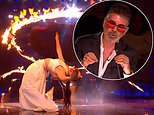 Britain’s Got Talent judge Simon Cowell left terrified and says ‘I thought you were on fire!’ as fans struggle to watch death defying act during live final