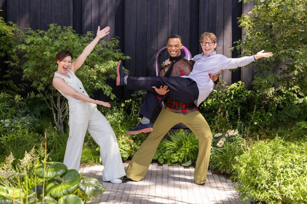Strictly presenters enjoy first outing as trio at RHS Chelsea Flower Show