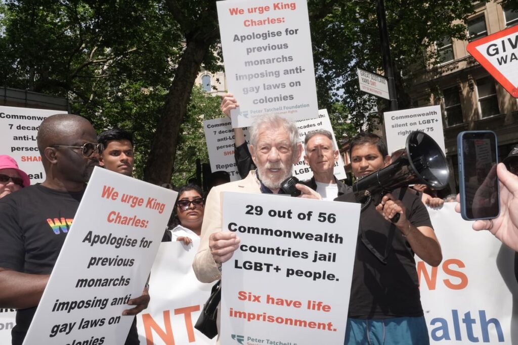 Sir Ian McKellen joins march against ‘appalling’ LGBTQ+ laws in Commonwealth