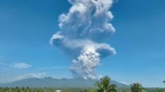 Huge plumes of ash rise as Indonesia’s Mount Dukono erupts