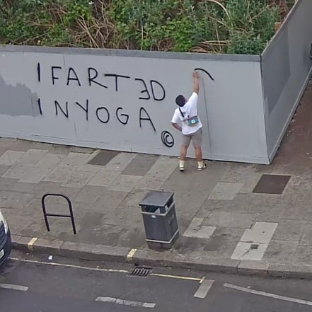 Appeal to find ‘Stanksy’ graffiti artist who scrawled ‘I farted in yoga’ on wall in west London
