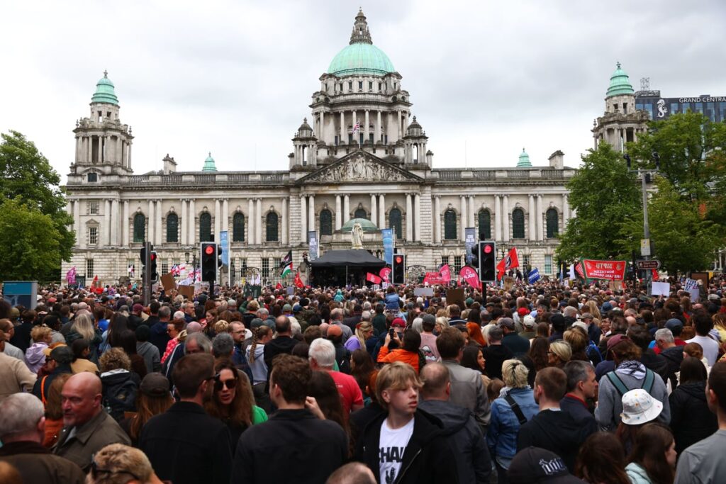 Thousands attend anti-racism rally in Belfast after week of disorder