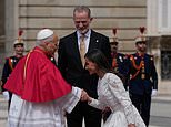 King Felipe and Queen Letizia are all-smiles as they welcome Pope Leo to Spain as pontiff faces stiff competition with Bad Bunny for the public’s attention