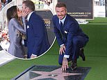 Sir David Beckham and Victoria passionately kiss as he unveils his Hollywood Walk of Fame star alongside A-lister pal Tom Cruise
