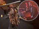 Jake Hall’s ex Chloe Lewis kisses a picture of the late star while dancing on stage as his brother performs a DJ set and mourners bounce on vast art installation at ‘unconventional’ funeral