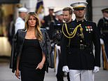 Melania stuns in black as she arrives with military escort for UFC showdown on White House lawn