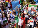 Protesters vow to disrupt Iran’s opening World Cup game by turning their backs on the players and booing the national anthem as they gather outside stadium and wave anti-regime flags ahead of kick-off