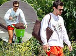 Harry Styles steps out carrying a large handbag as he runs errands on a Lime bike after a triumphant start to record-breaking London residency