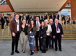 After Gary Barlow and Donald Trump, now Andy Burnham is dwarfed by his ‘giant son’ Jimmy as photo shows him towering over the PM-in-waiting