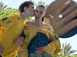 Cruz Beckham, 21, and girlfriend Jackie Apostel, 30, spark engagement rumours as she shows off ring while supporting Brazil at the World Cup