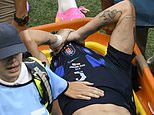 Heartbroken Manuel Ugarte leaves the pitch in tears as he is stretchered off on World Cup duty with Uruguay – leaving Man United facing a nervous wait over star’s fitness which could put huge midfield overhaul at risk