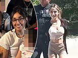 Two young sisters smile for the camera as they’re arrested for stabbing mom-of-five to death in broad daylight