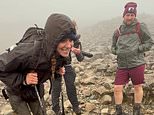 ‘Super, well done you!’ Moment Kate stops to chat to 11-year-old boy in wheelchair during her Three Peaks Challenge as he’s carried up Ben Nevis by his father for charity