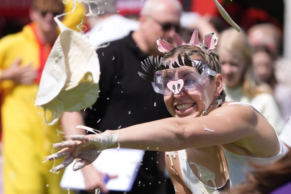 Hundreds of spectators watch World Custard Pie Championships