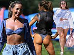 TOWIE’s Elma Pazar shows off her incredible bikini body as Lauren Goodger sports hotpants and a crop top to film fun waterpark scenes
