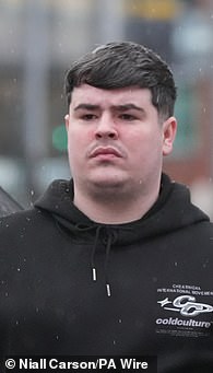 Paul McIntyre, 58, Peter Cavanagh, 38 and Jordan Gareth Devine, 25, (left to right) have been found not guilty in a non-jury trial at Belfast Crown Court