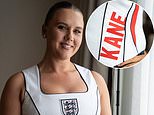 Kate Kane poses in custom England ‘corset’ ahead of Three Lions’ match in Mexico – as WAGs and fans wait for delayed match to kick off
