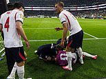Jordan Henderson left in Mexico after suffering hand injury during horror accident – while his England team-mates fly back to Kansas City base following heroic win at the Azteca