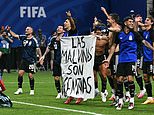 Argentina’s new Falklands insult as it files complaint over ‘illegal’ Royal Navy ship near islands after players held Malvinas banner in wake of World Cup win