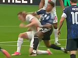 Argentina’s goalscorer should have been sent off for brutal elbow, claim devastated Three Lions fans after Argentina got ANOTHER lucky escape amid ‘rigging’ accusations