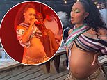 Pregnant Leigh-Anne Pinnock shows off her bare baby bump in a colourful crop top as she performs at Lazydays Festival ahead of welcoming third child with Andre Gray