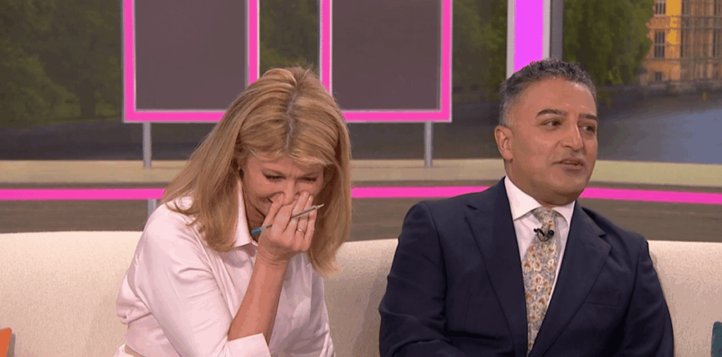 Kate Garraway cracks up laughing as she’s caught sneaking back onto GMB set