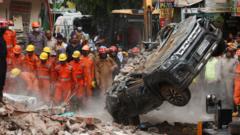 Six dead and more feared trapped in collapsed building in Delhi